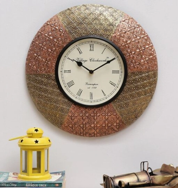 Beautiful  Wooden Rajasthani Art Work Wall Clock - Wooden, Acrylic/ Decorative Clock, Pack of 1,  Round